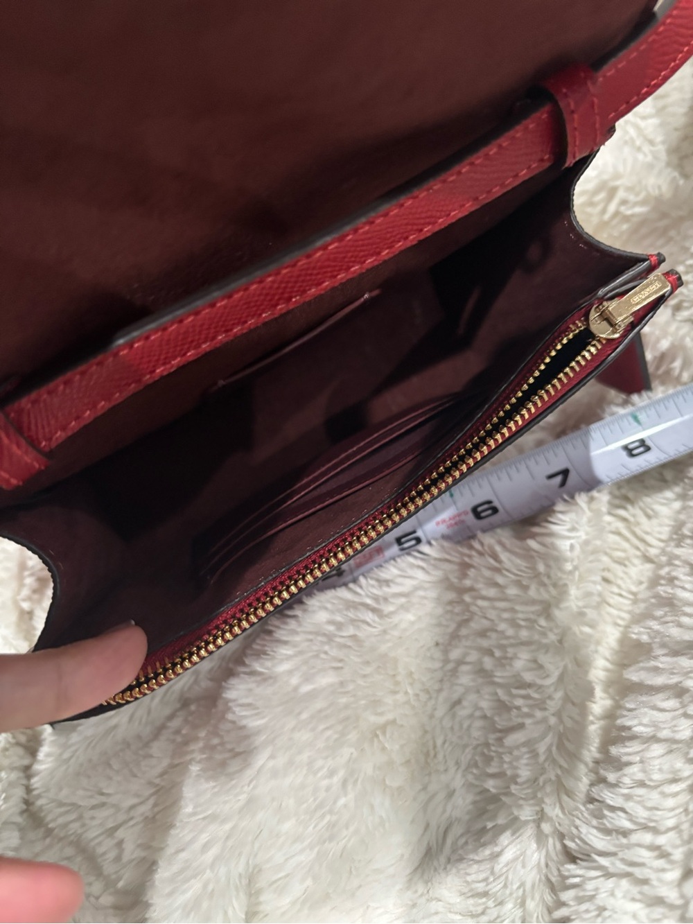 COACH Red Saffiano Leather Crossbody with Gold Logo - Picture 6 of 6